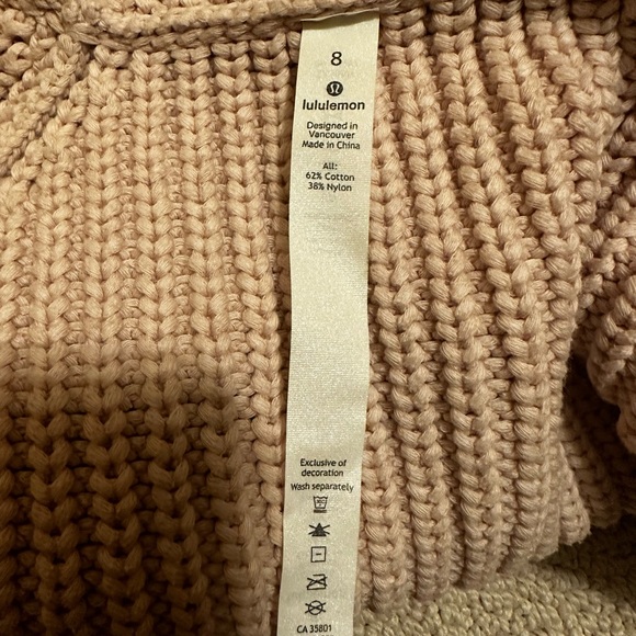 Lululemon Pink Chunky Knit Mock Neck Turtleneck Cable Oversized Sweater Womens 6 - Picture 5 of 6